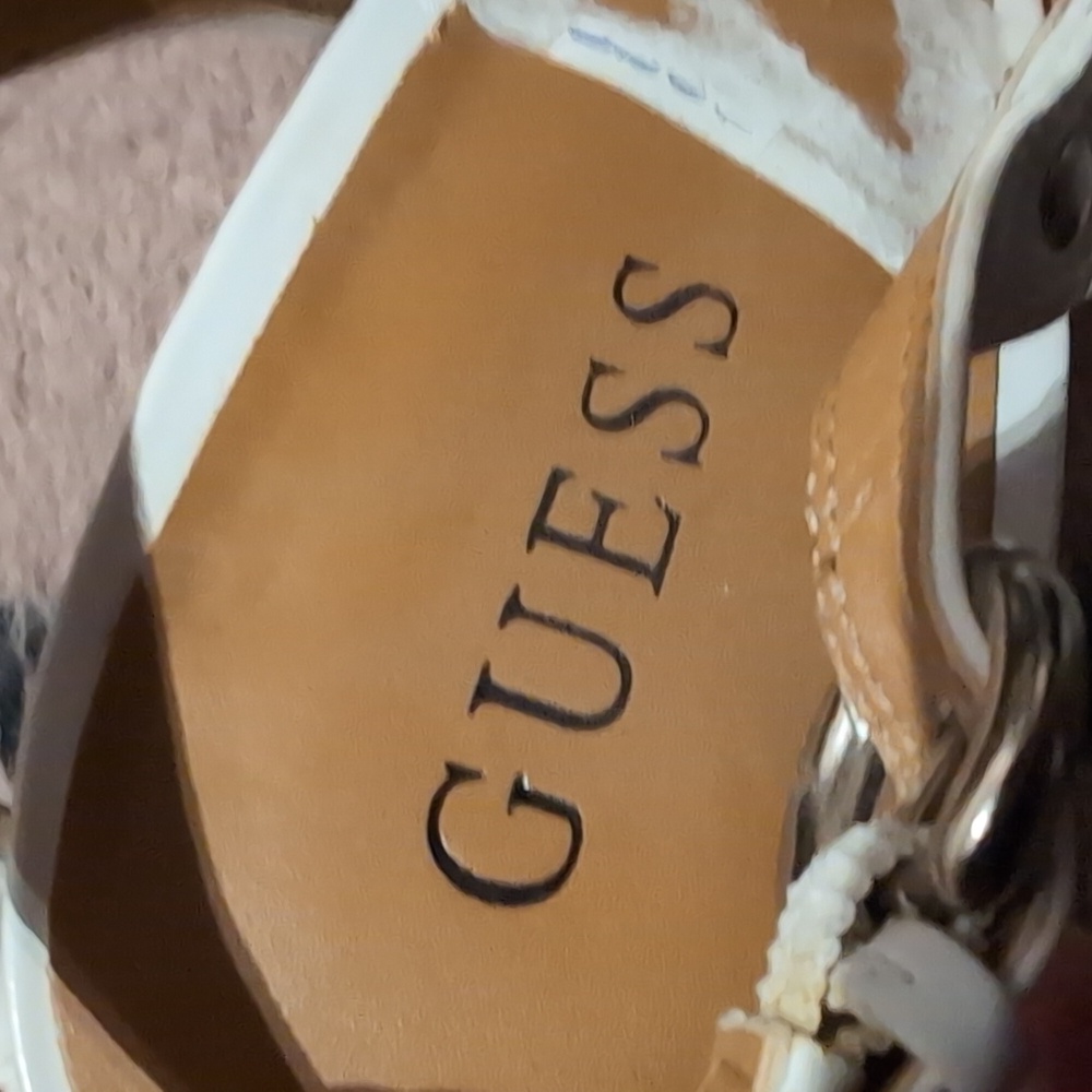Guess White Buckle Peep-Toe Heels - Picture 2 of 5